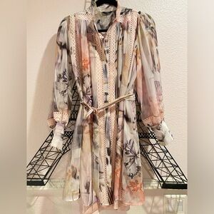 Long sleeve printed Marciano midi dress